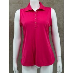 Nike Golf Top Womens Large Pink Tour‎ Performance Dri-Fit Sleeveless Polo Active